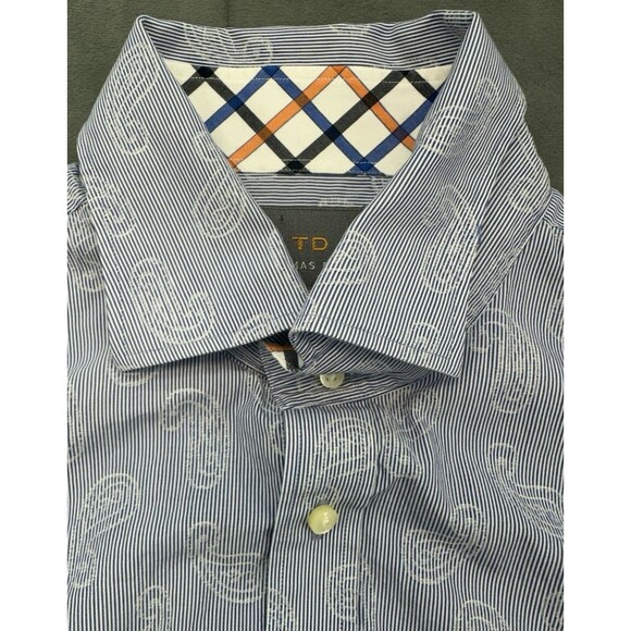 Thomas Dean Flip Cuff Button Up Shirt Multicolor Men's XL Long Sleeve Striped - Picture 2 of 9